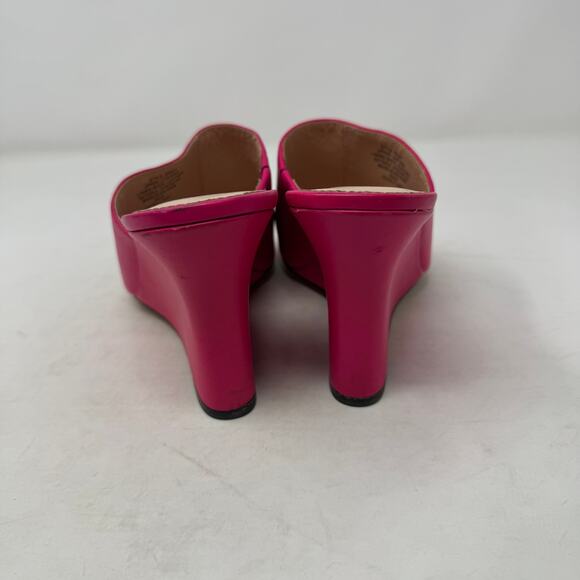 J. Crew Bianca Wedge Sandals Pink Leather Open Toe Slip-On Heels Size 9 - Picture 8 of 11